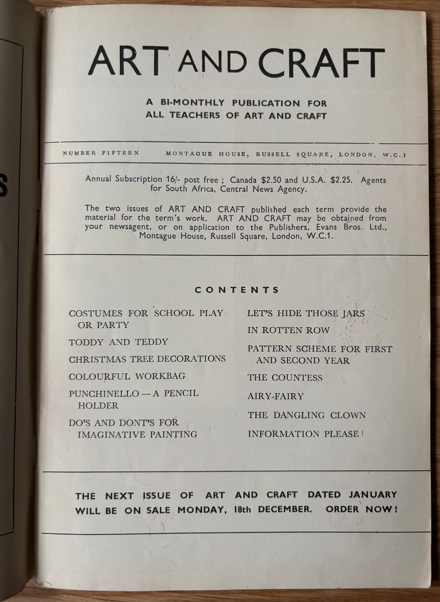 ART AND CRAFT MAGAZINE November 1950 CHILD EDUCATION Christmas
