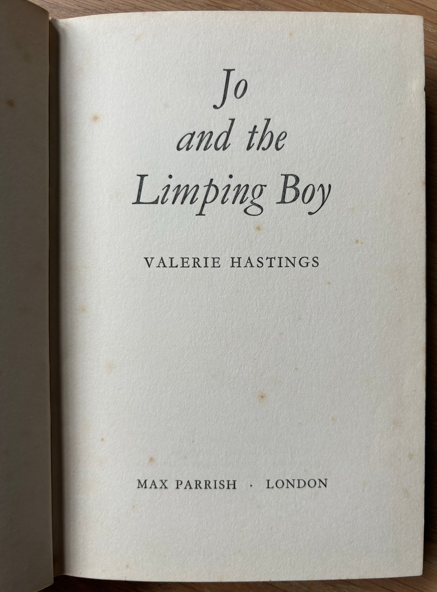 Anthony Maryland JO AND THE LIMPING BOY 1961 Valerie Hastings HB 1st DJ - transpontinebooks