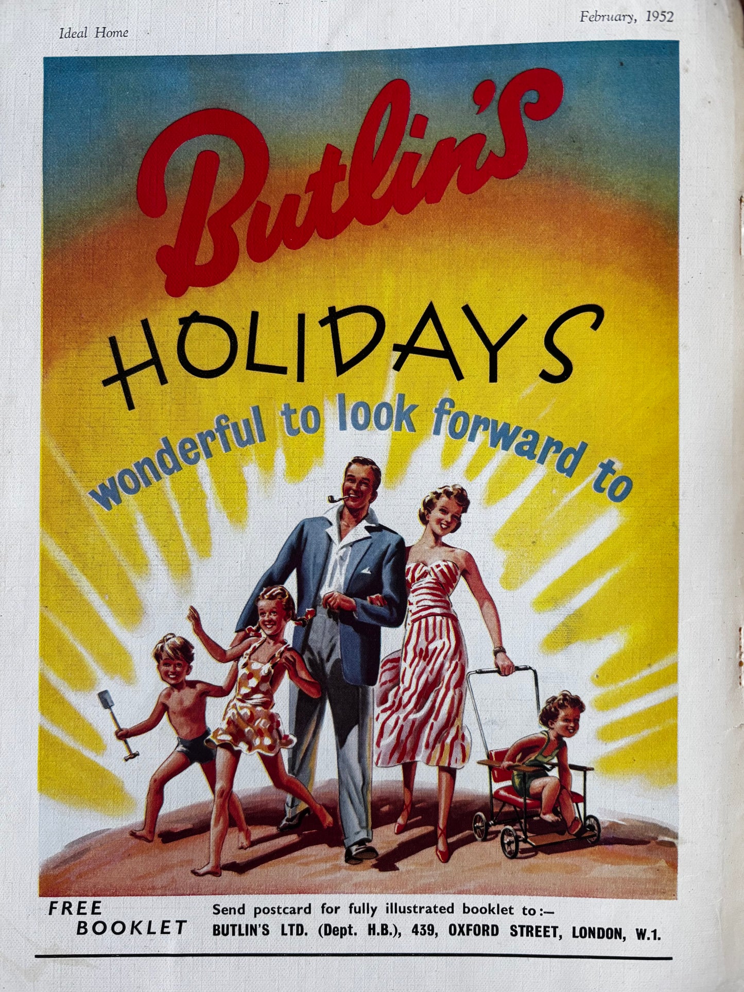 1950’s IDEAL HOME Magazine February 1952 Illustrated ADVERTS