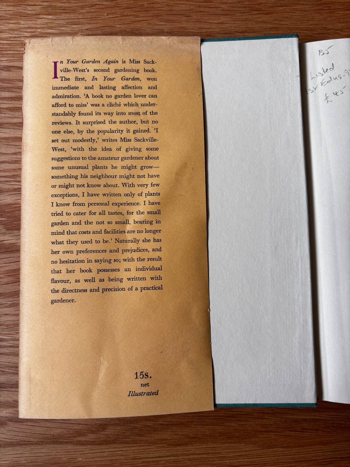 Vita Sackville West 1st Ed IN YOUR GARDEN AGAIN 1953 DJ Michael Joseph