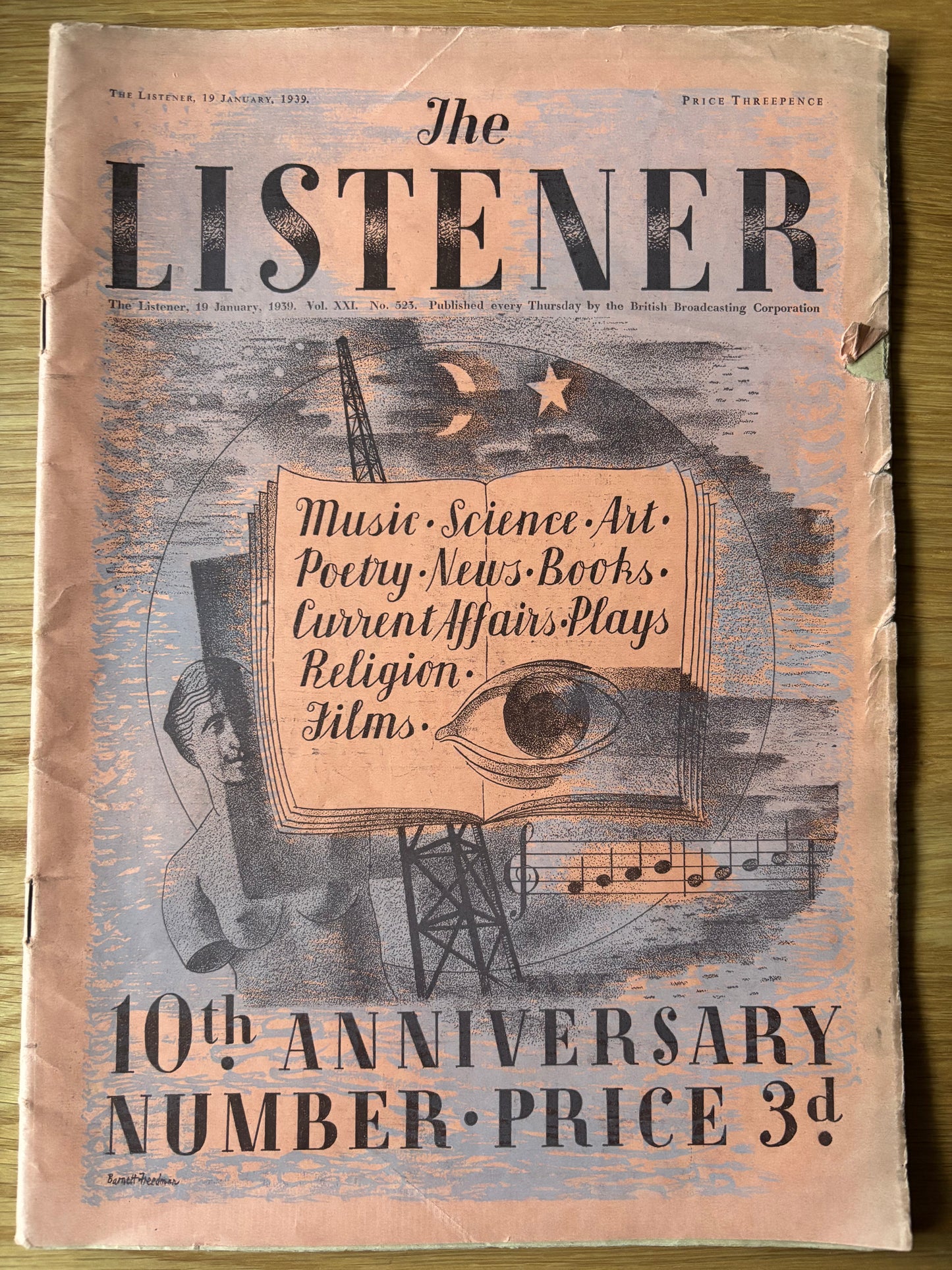 Barnett Freedman BBC THE LISTENER January 1939 E M FORSTER Stephen Spender