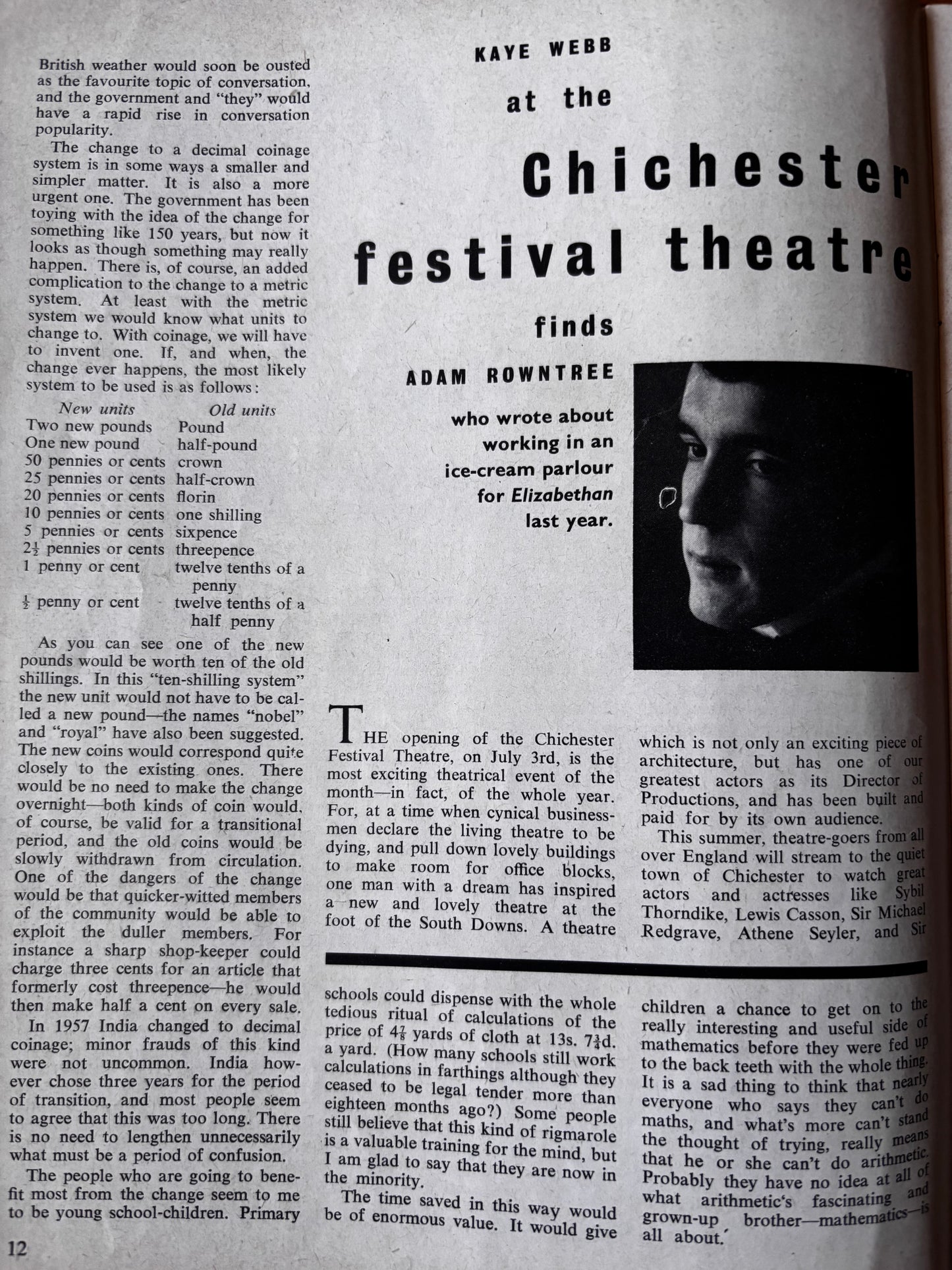 1960's Bill Burnard ELIZABETHAN MAGAZINE July 1962 Adam Rowntree Chichester