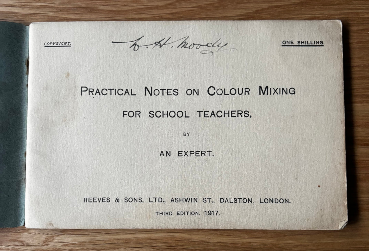 COLOUR MIXING BOOKLET Reeves and Sons 1917 3rd Ed WATERCOLOURS Dalston