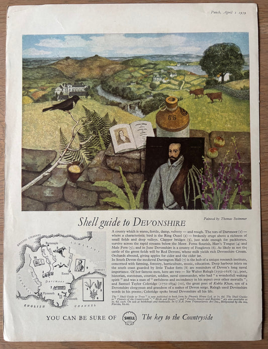Thomas Swimmer SHELL GUIDE TO DEVONSHIRE ADVERT April 1959