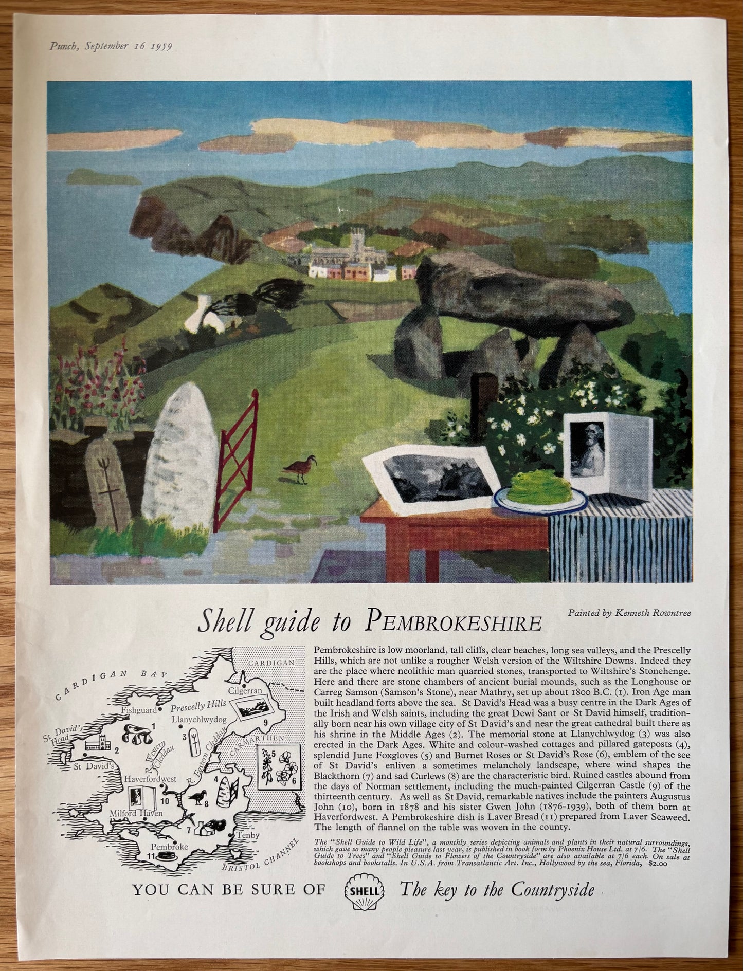 1950's Kenneth Rowntree SHELL GUIDE TO PEMBROKESHIRE 1959 ADVERT