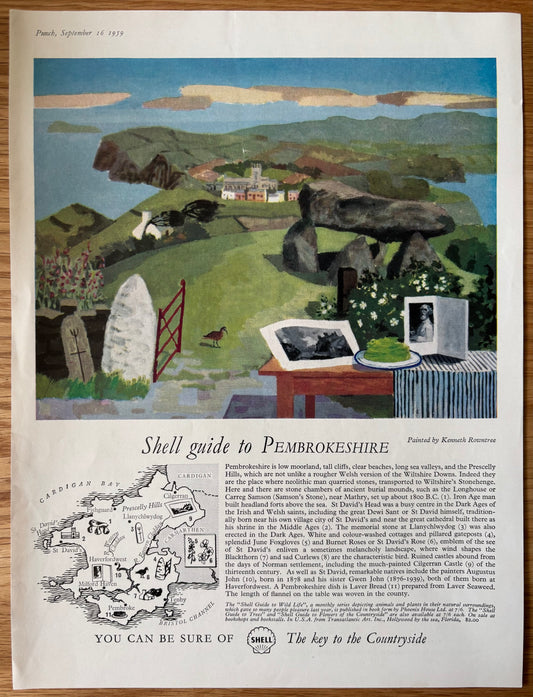 1950's Kenneth Rowntree SHELL GUIDE TO PEMBROKESHIRE 1959 ADVERT