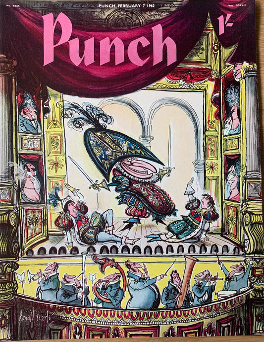 Ronald Searle PUNCH MAGAZINE February 7 1962 ART CARTOONS Theatre Acting - transpontinebooks