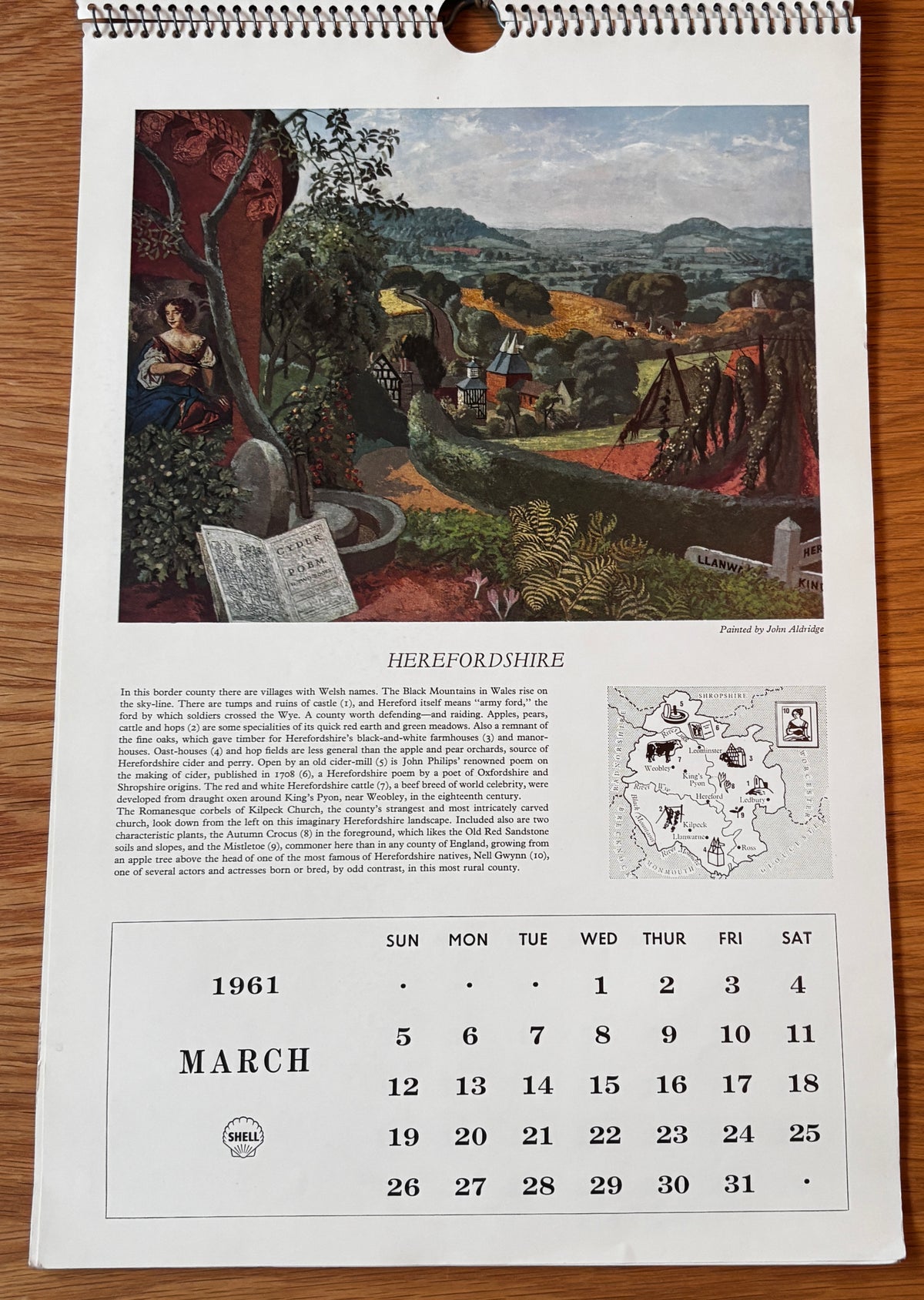 Kenneth Rowntree SHELL CALENDAR 1961 S R Badmin John O’Connor Illustrated ART