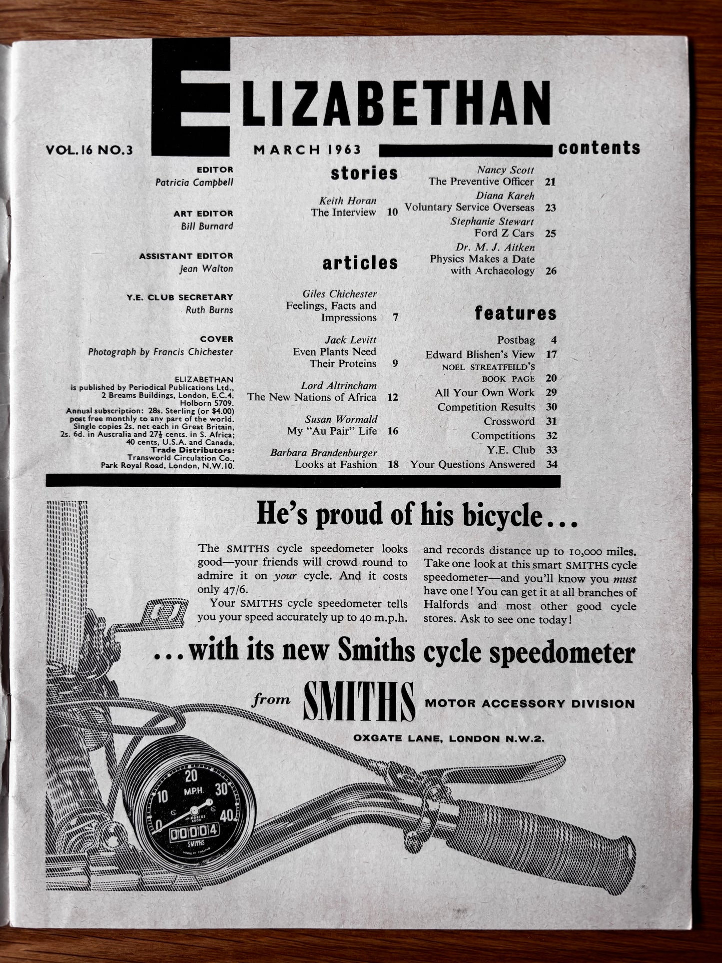 Giles Chichester ELIZABETHAN MAGAZINE March 1963 Glynn Boyd Harte Noel Streatfeild