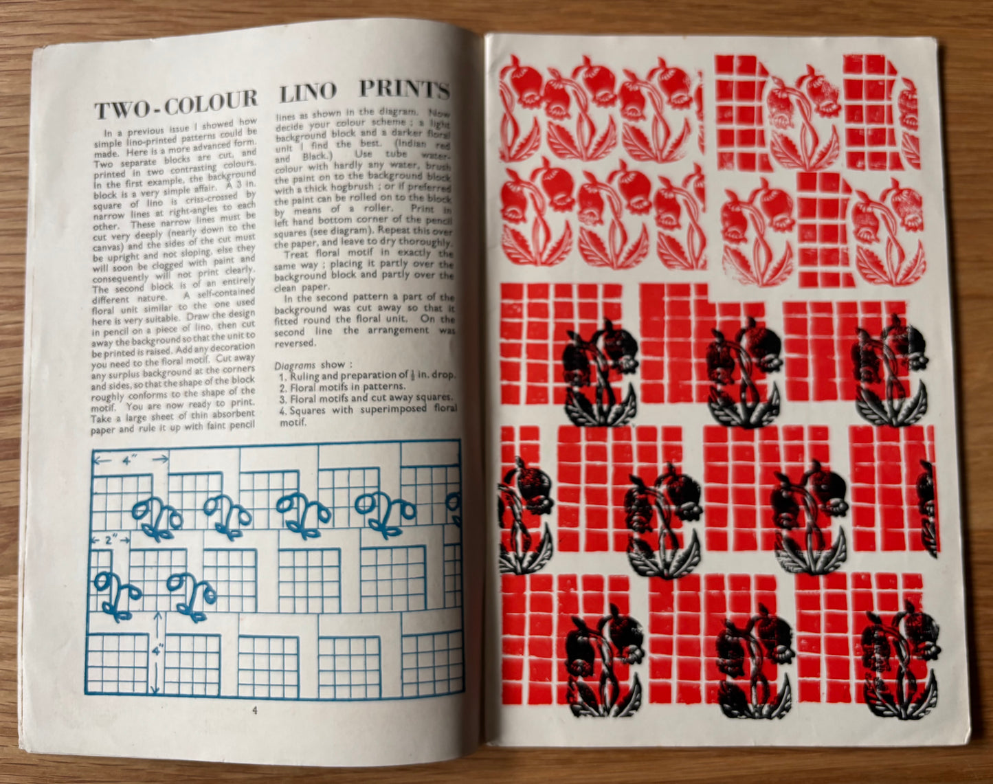 1950 ART AND CRAFT Lino Prints Paper Cuts MAGAZINE CHILD EDUCATION