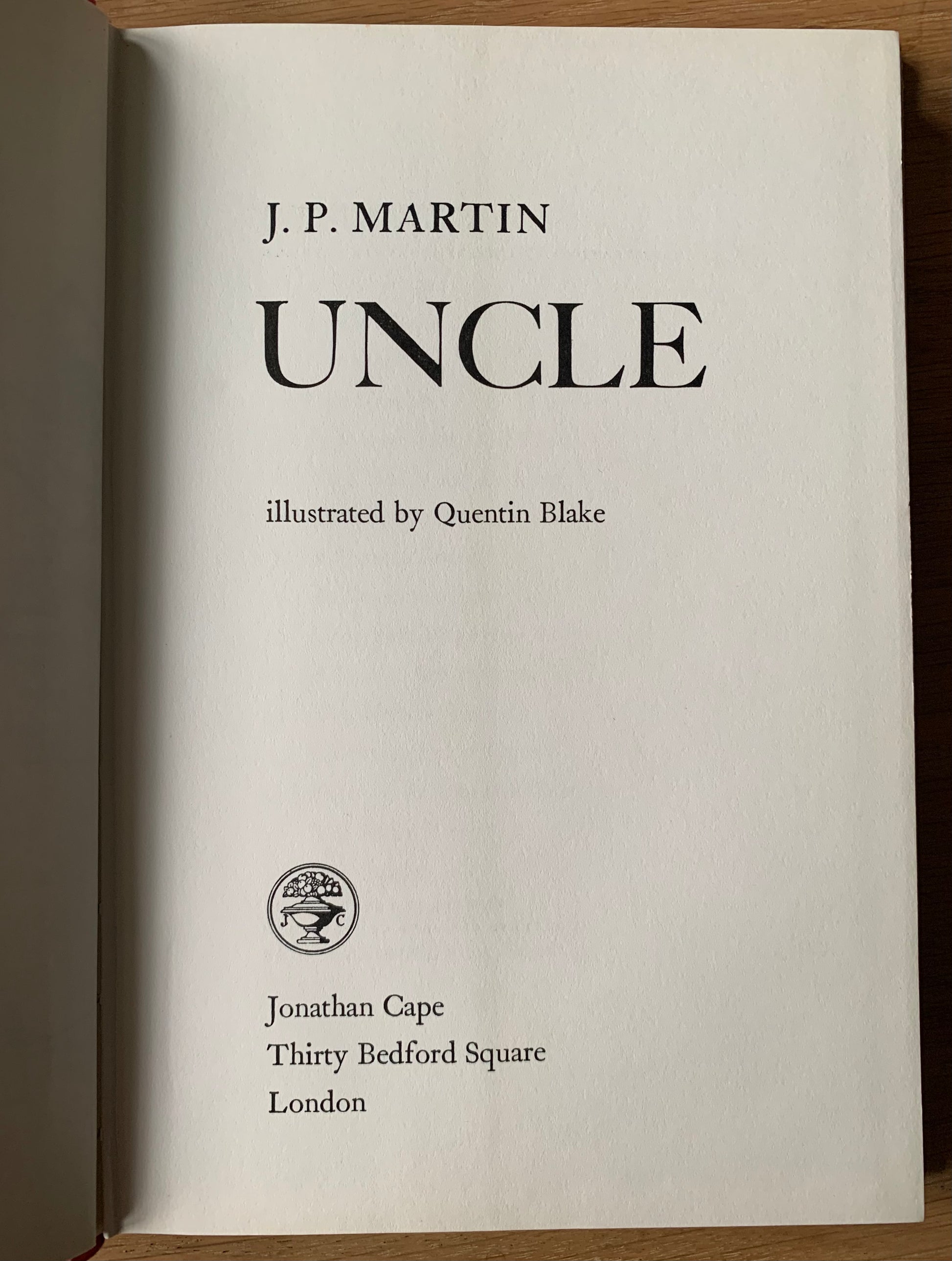 J P Martin UNCLE 1st Ed DJ 1964 Quentin Blake Illustrated JONATHAN CAPE - transpontinebooks