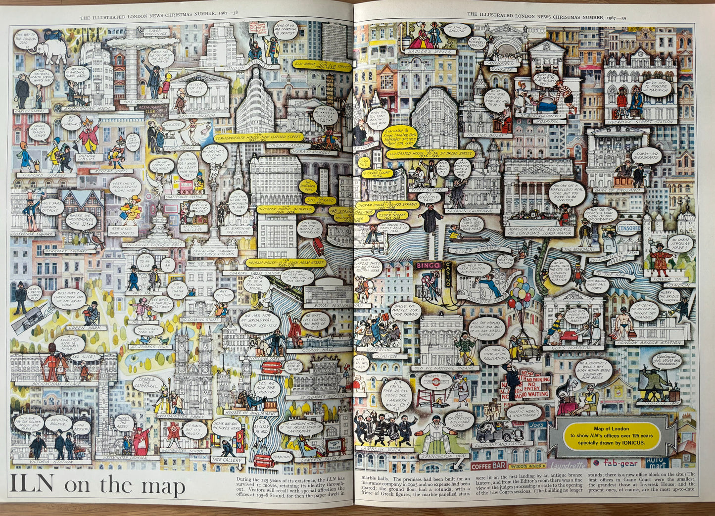 Christmas Number ILLUSTRATED LONDON NEWS MAGAZINE 1967 Ionicus Map Of London - transpontinebooks