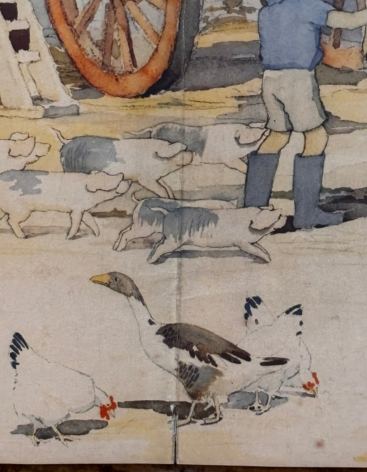 Winifred Marks LARGE SUSSEX FARMYARD POSTER 1933 Child Education School ART
