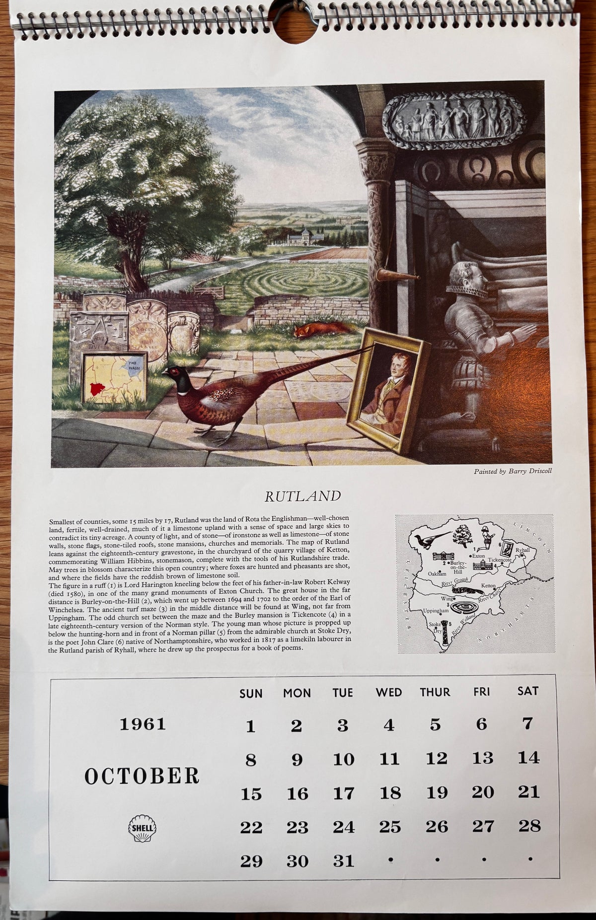 Kenneth Rowntree SHELL CALENDAR 1961 S R Badmin John O’Connor Illustrated ART