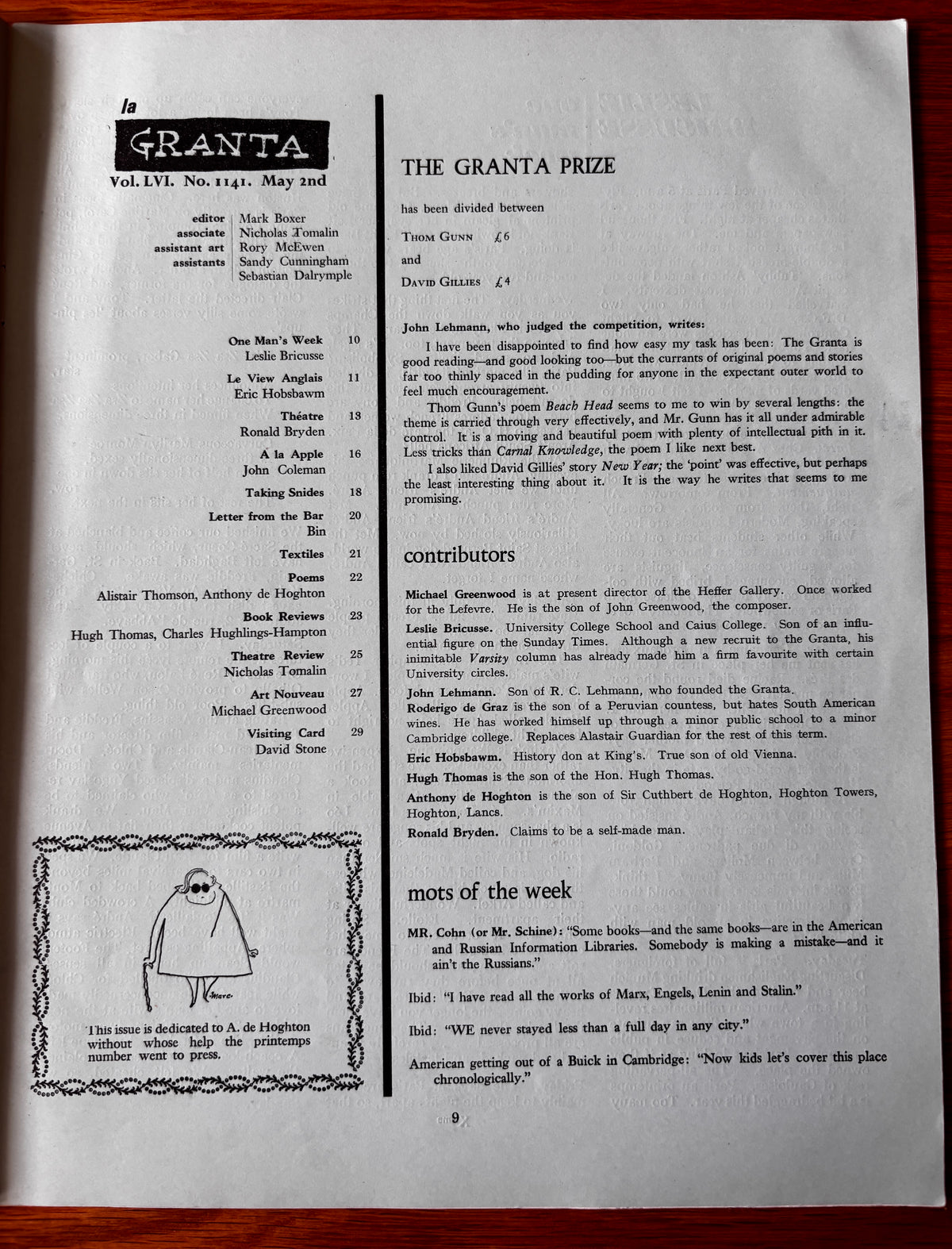 Mark Boxer Rusticated THE GRANTA Magazine MAY 2nd PROTEST LETTER E M FORSTER