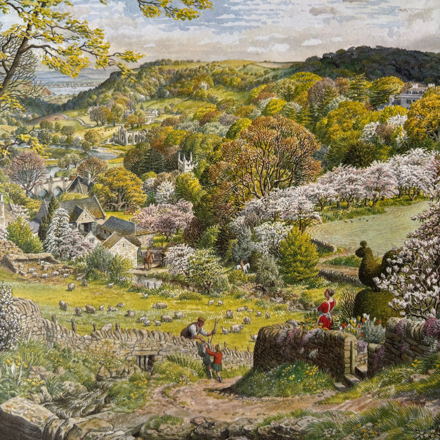 S R Badmin Signed APRIL 1965 Calendar Cotswold Escarpment ILLUSTRATION PRINT 1960’s