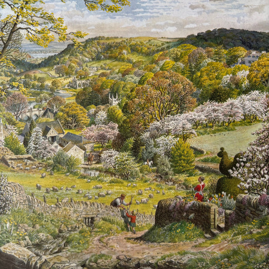 S R Badmin Signed APRIL 1965 Calendar Cotswold Escarpment ILLUSTRATION PRINT 1960’s