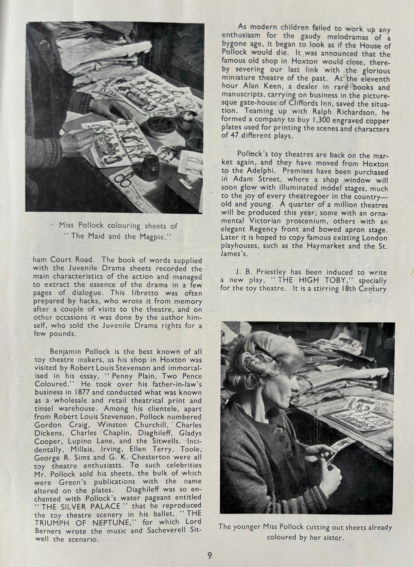 Irene Coultous THEATRE Magazine 1946 TOY THEATRE POLLOCK'S Bradford Civic Playhouse