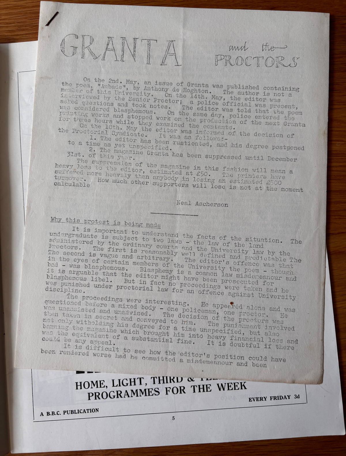 Mark Boxer Rusticated THE GRANTA Magazine MAY 2nd PROTEST LETTER E M FORSTER