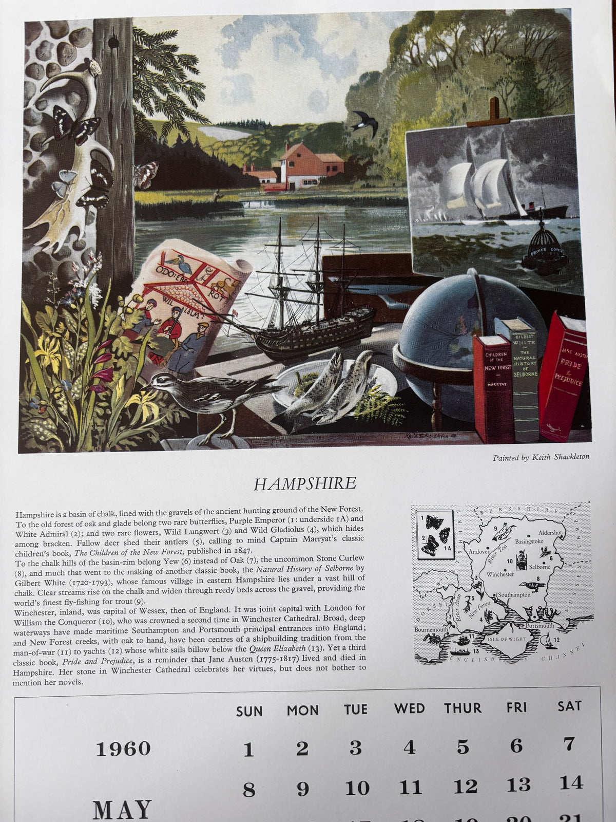 Kenneth Rowntree SHELL CALENDAR 1960 S R Badmin Barbara Jones Illustrated ART