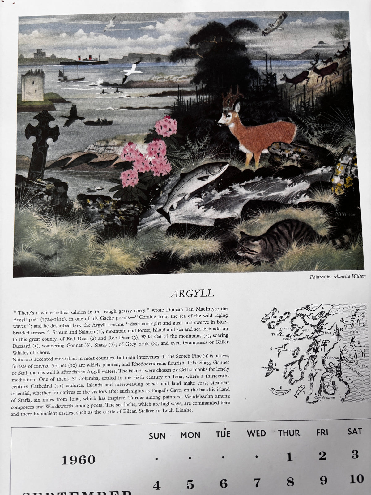 Kenneth Rowntree SHELL CALENDAR 1960 S R Badmin Barbara Jones Illustrated ART