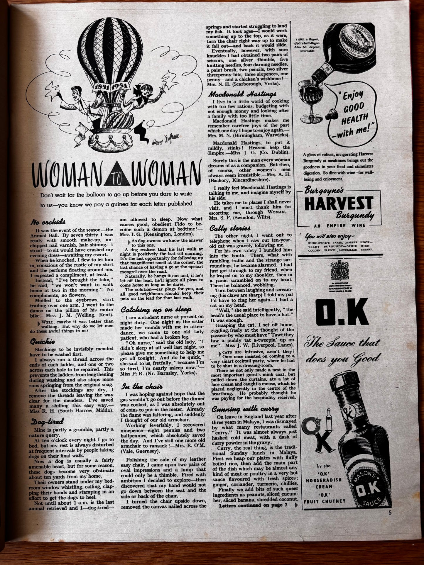 Mary Fedden WOMAN MAGAZINE April 28 1951 1950’s style VINTAGE ART