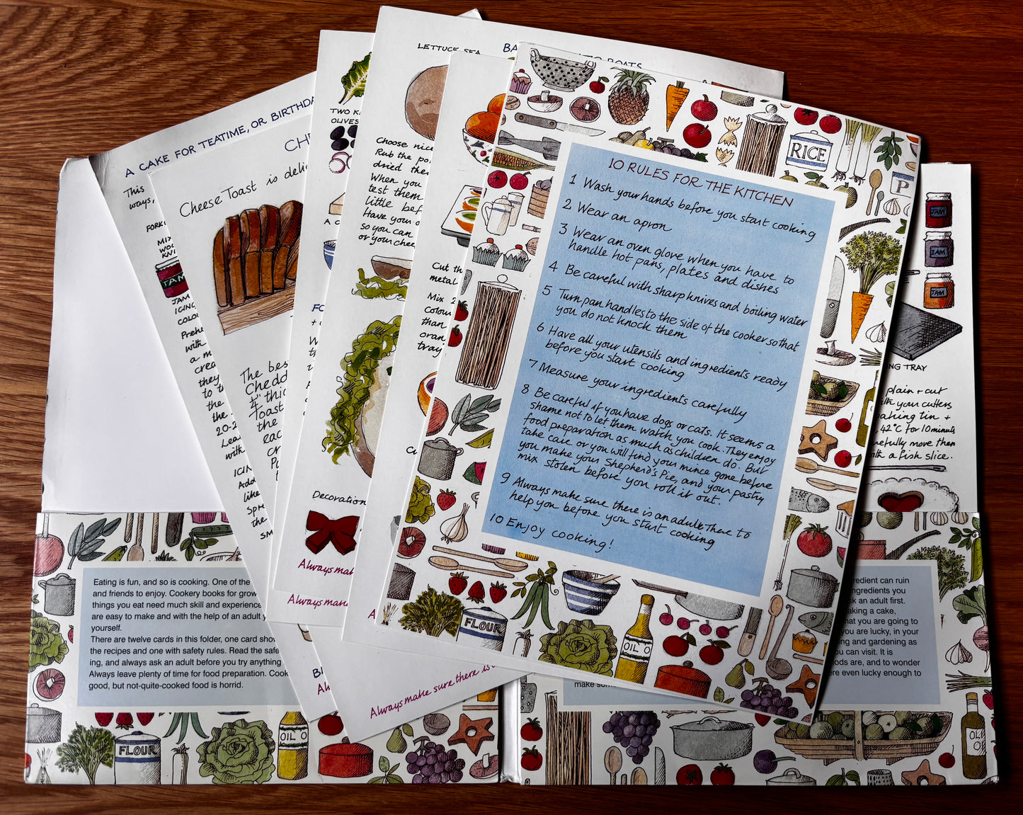 Pat Albeck NATIONAL TRUST CHILDREN’S COOKERY CARDS Recipes Vintage Folder