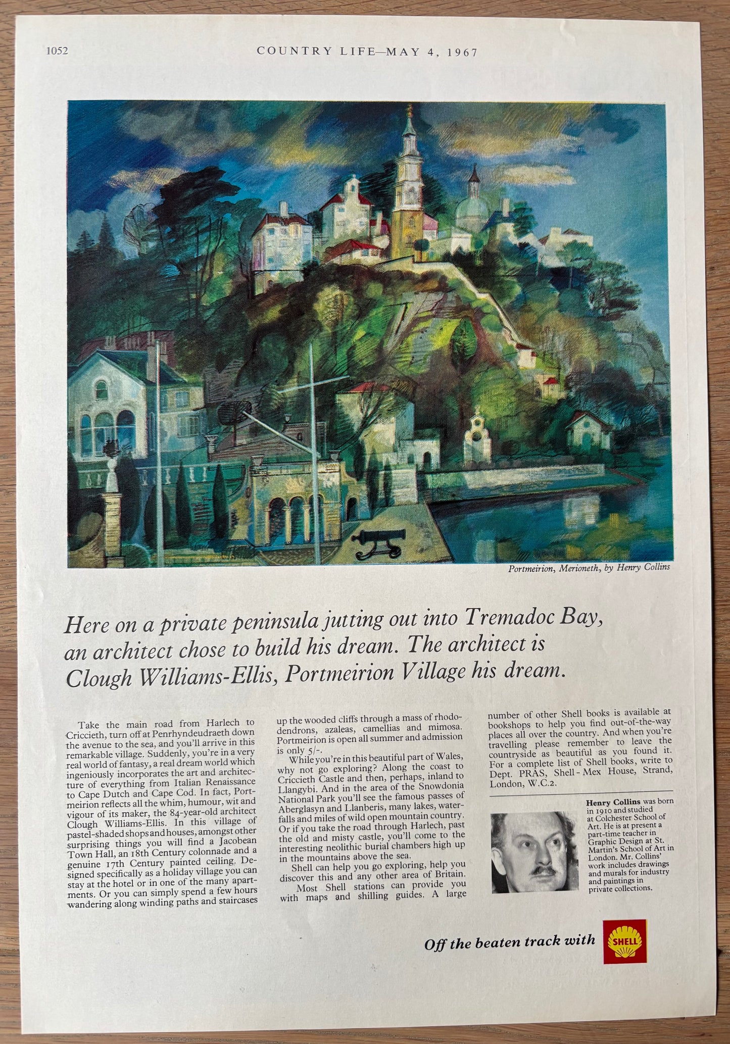 Henry Collins PORTMEIRION May 1967 SHELL ADVERT Off The Beaten Track TREMADOC BAY