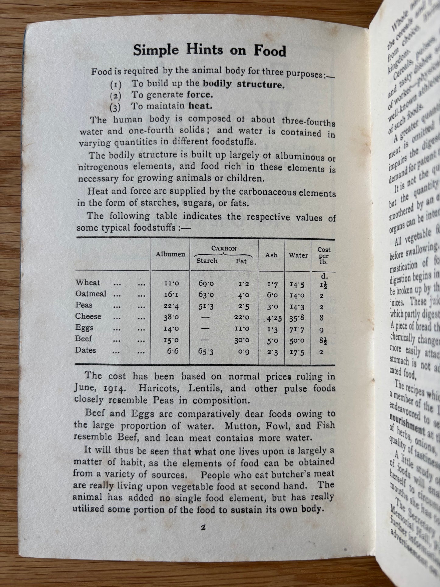 Scarce FOOD IN WAR TIME Vegetarian Cookery Book 5th Ed BIRMINGHAM SCHOOL Recipes