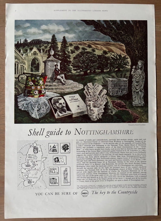 David Gentleman SHELL GUIDE TO NOTTINGHAMSHIRE ADVERT June 1961