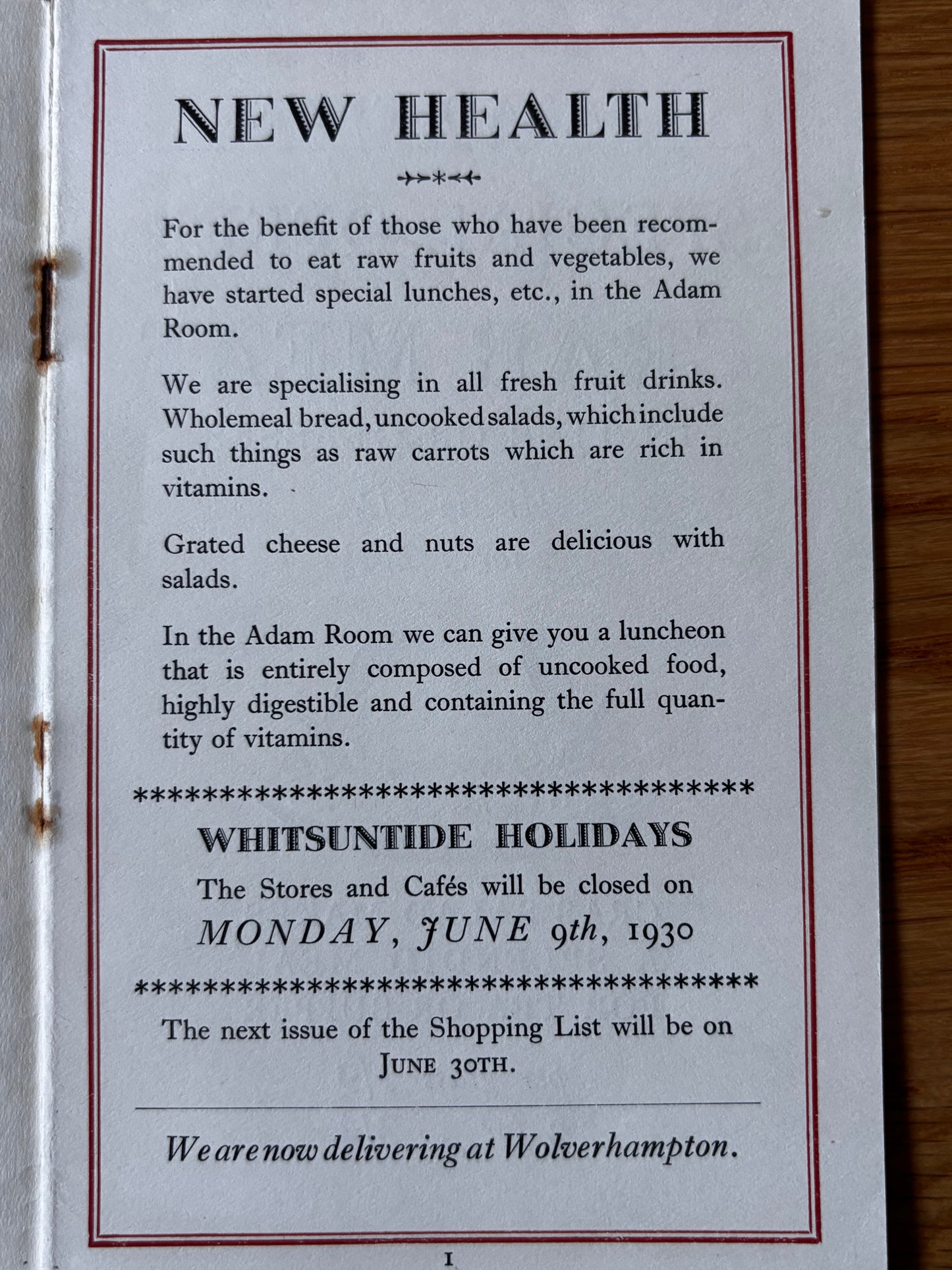1930’s BARROW’S BIRMINGHAM Illustrated Seasonal Food Booklet SHOP May 1930