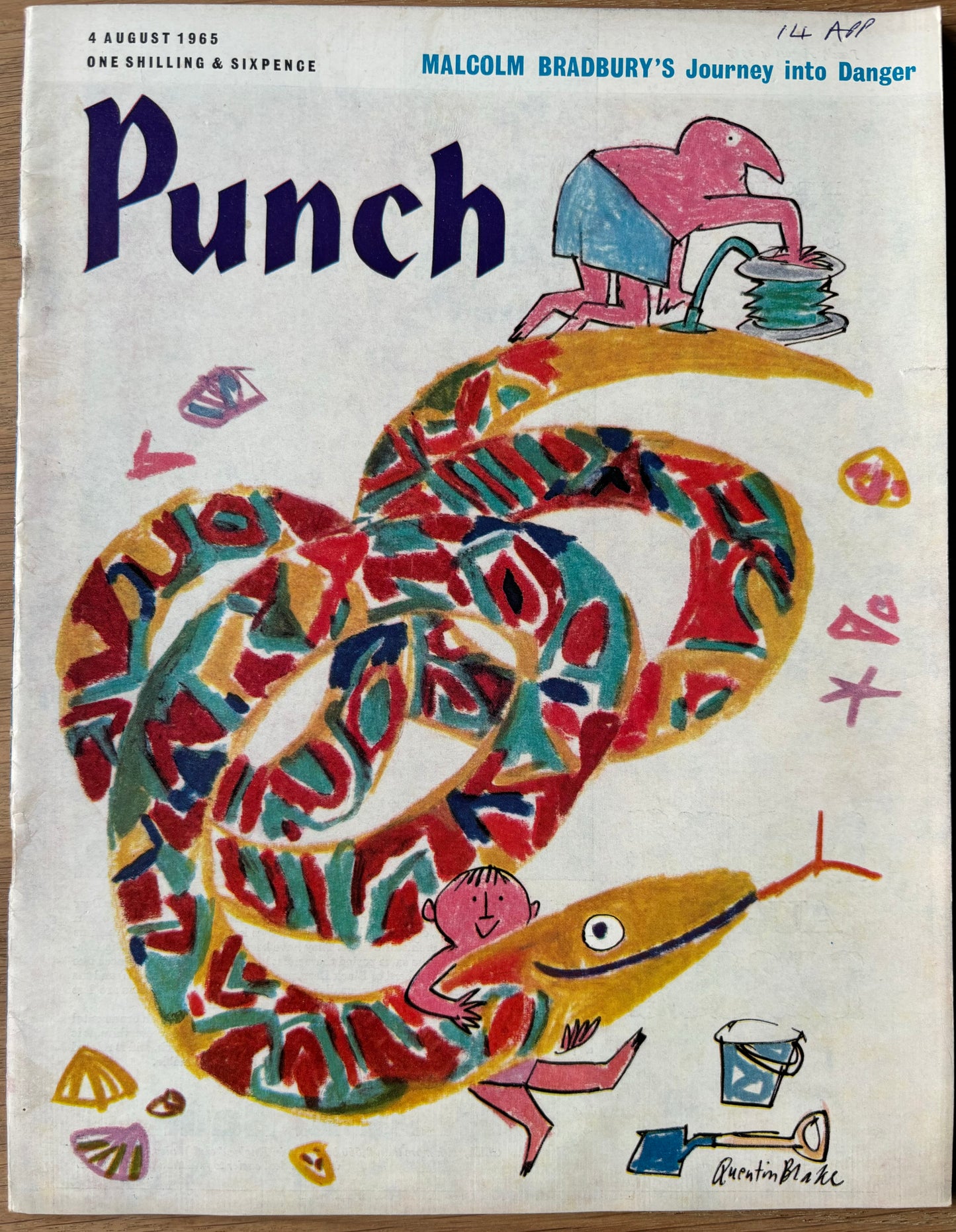 Quentin Blake PUNCH MAGAZINE 4 AUGUST 1965 Inflatable Snake - transpontinebooks