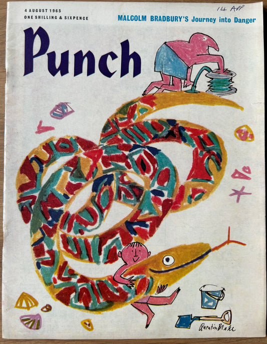 Quentin Blake PUNCH MAGAZINE 4 AUGUST 1965 Inflatable Snake - transpontinebooks