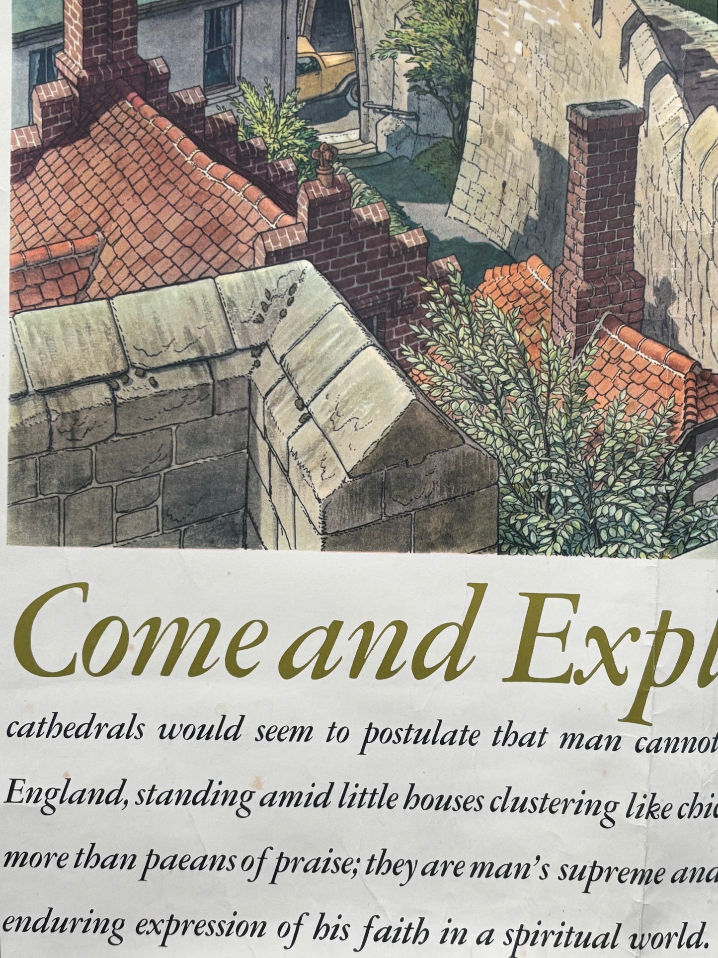 S R Badmin Signed 1950’s COME AND EXPLORE BRITAIN TRAVEL POSTER 1953