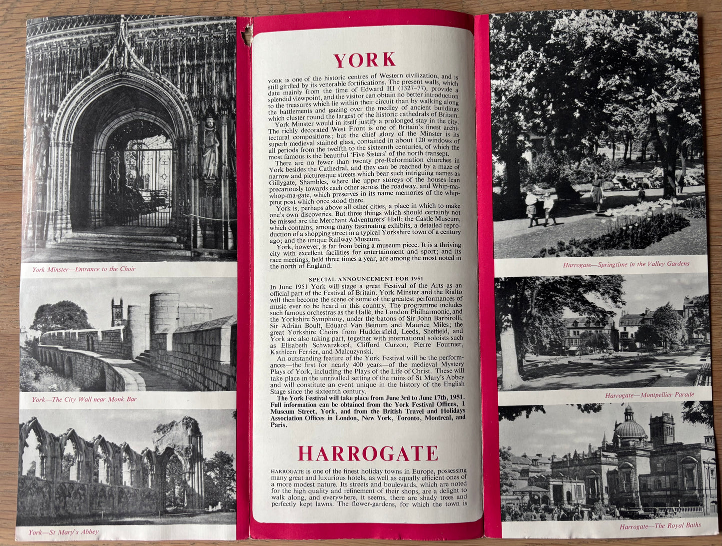 1951 Festival Of The Arts YORK & HARROGATE Come To Britain 6A LEAFLET
