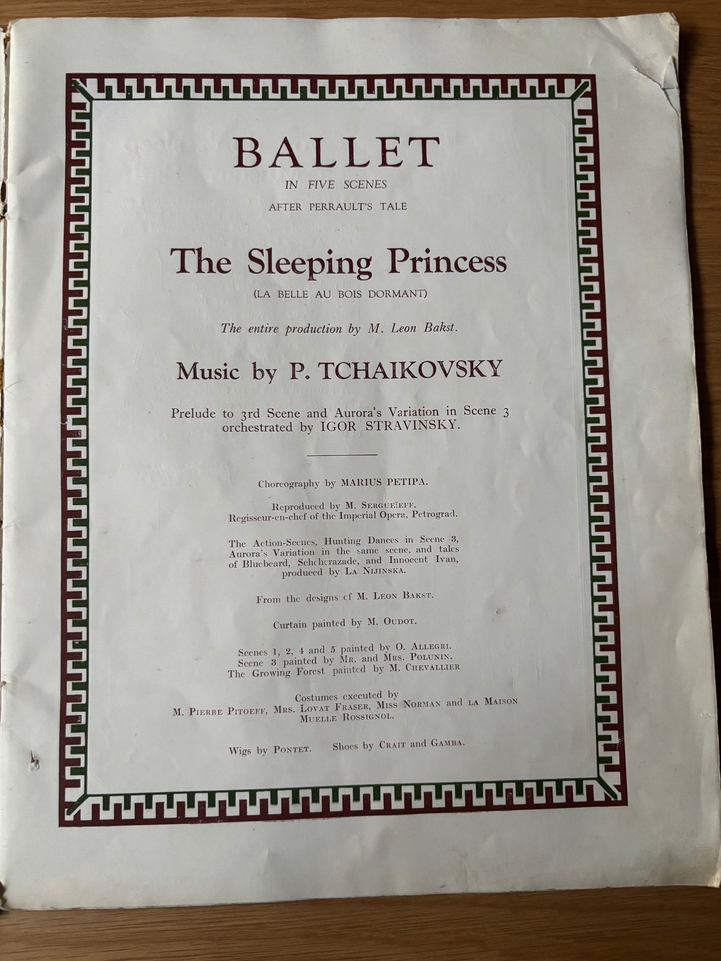1920's LEON BAKST SLEEPING BEAUTY Ballet Programme 1921 ALHAMBRA THEATRE BEAUTY London