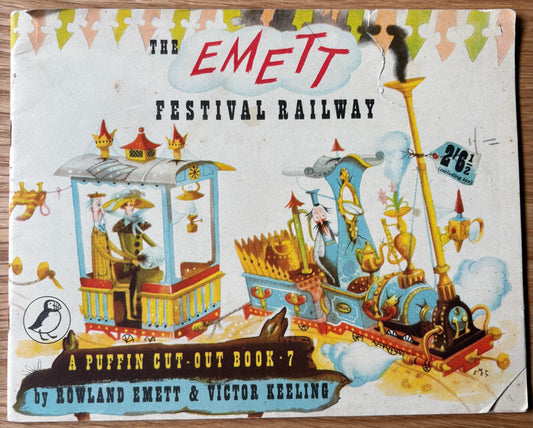 Rowland Emett THE FESTIVAL RAILWAY 1951 Puffin Picture Cut Out Book TRAIN
