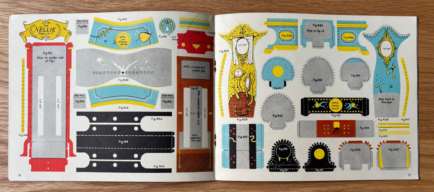 Rowland Emett THE FESTIVAL RAILWAY 1951 Puffin Picture Cut Out Book TRAIN