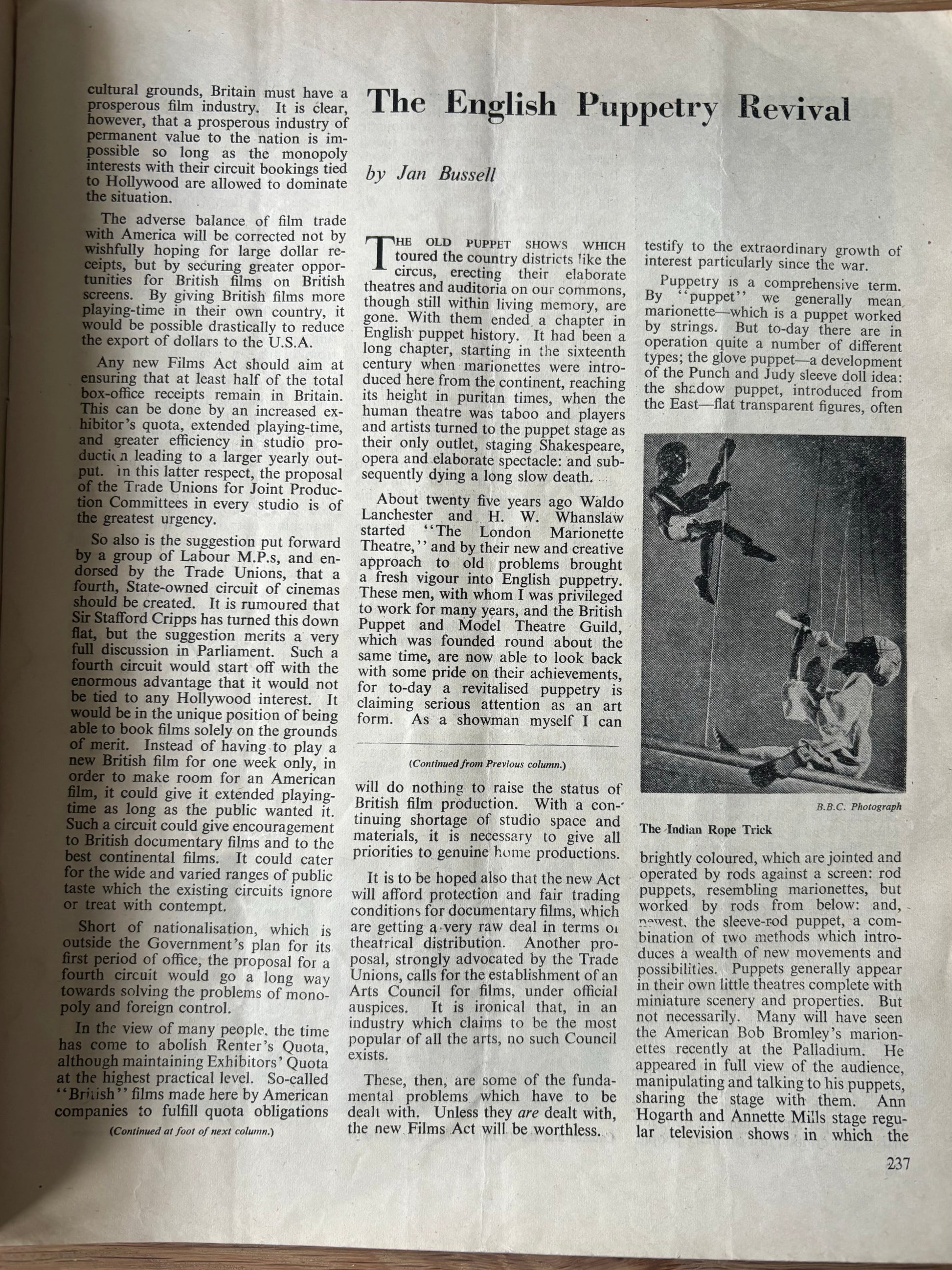 Diana Henry OUR TIME Magazine June 1947 Revival Of Puppetry CZECH PAINTING Cucling - transpontinebooks