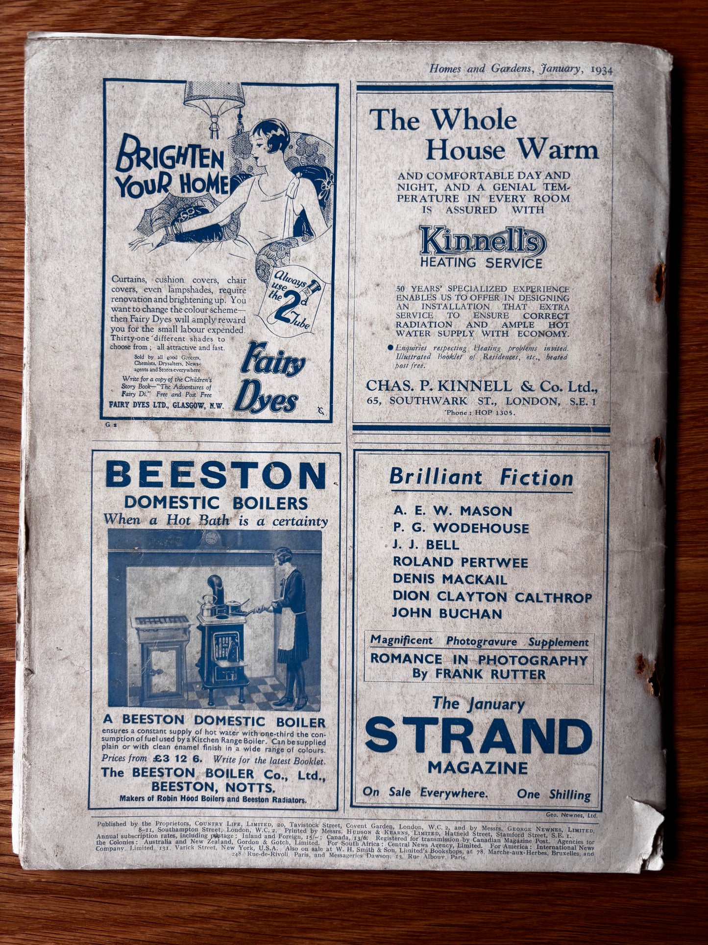 1930’s HOMES AND GARDENS Magazine January 1934 Illustrated ADVERTS