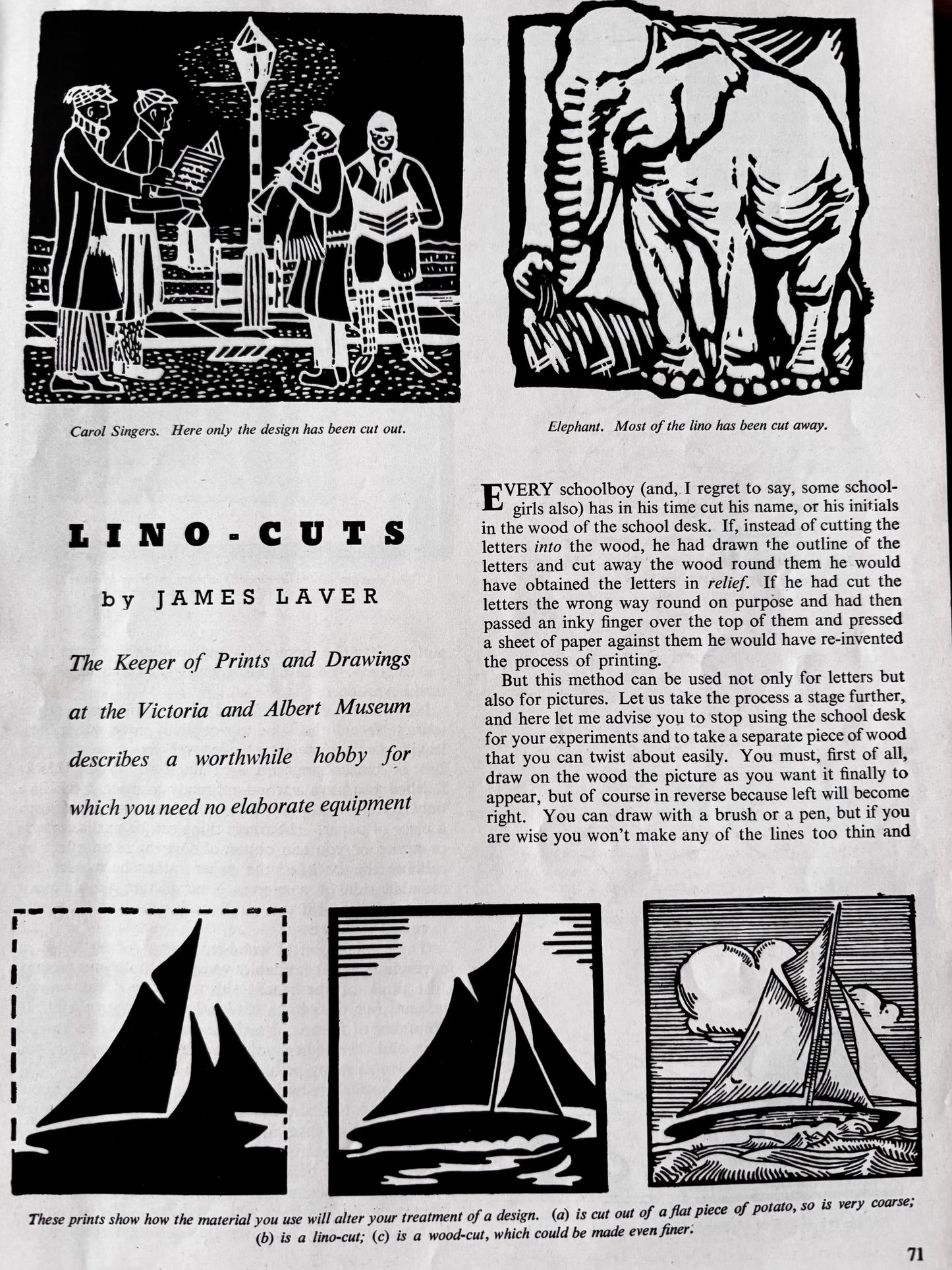 Susan Einzig COLLINS MAGAZINE February 1948 LINO CUTS Emmet Advert Ballet