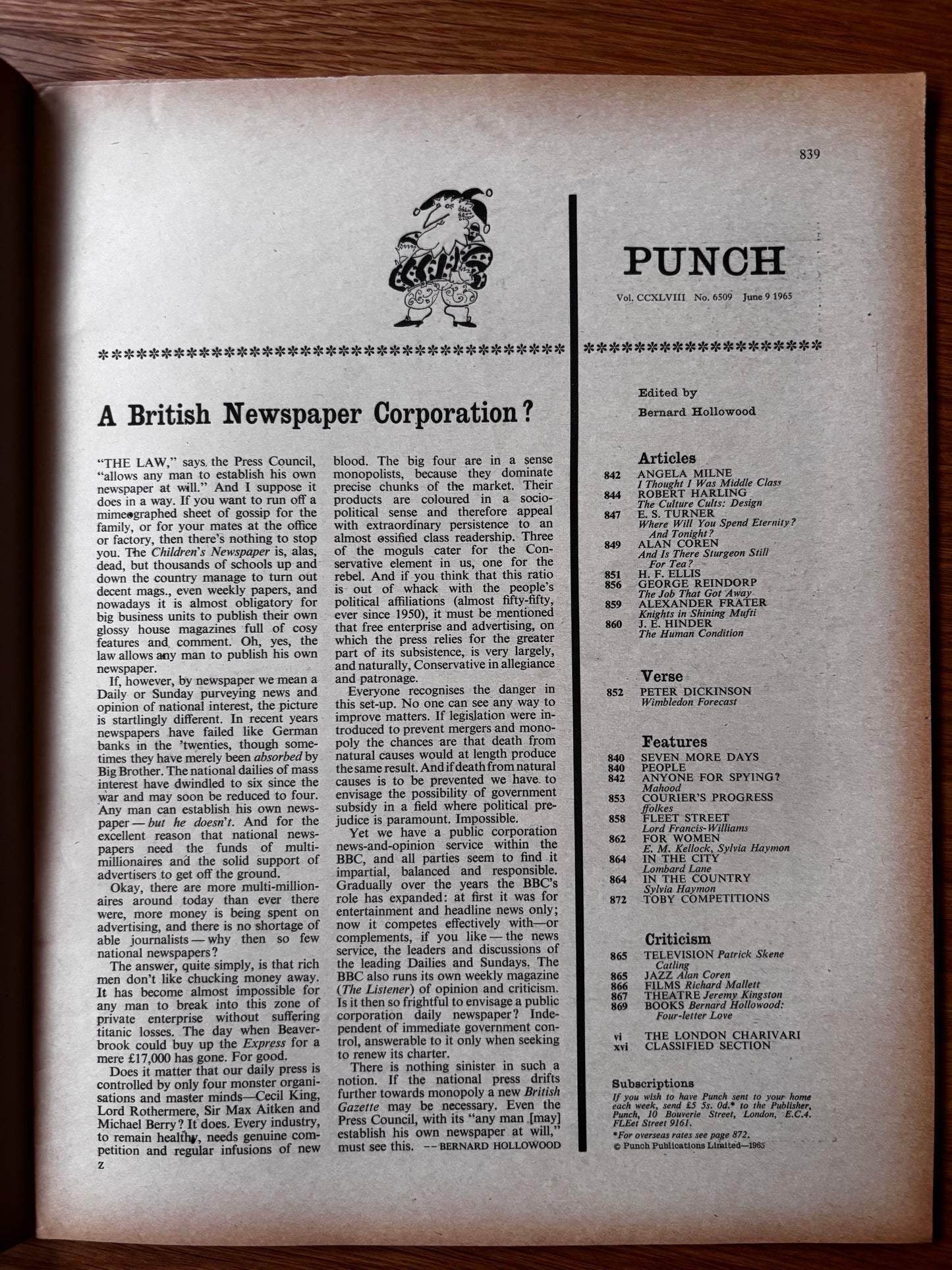 Ed McLachlan PUNCH MAGAZINE June 1965 60's ART ADVERTS CARTOONS