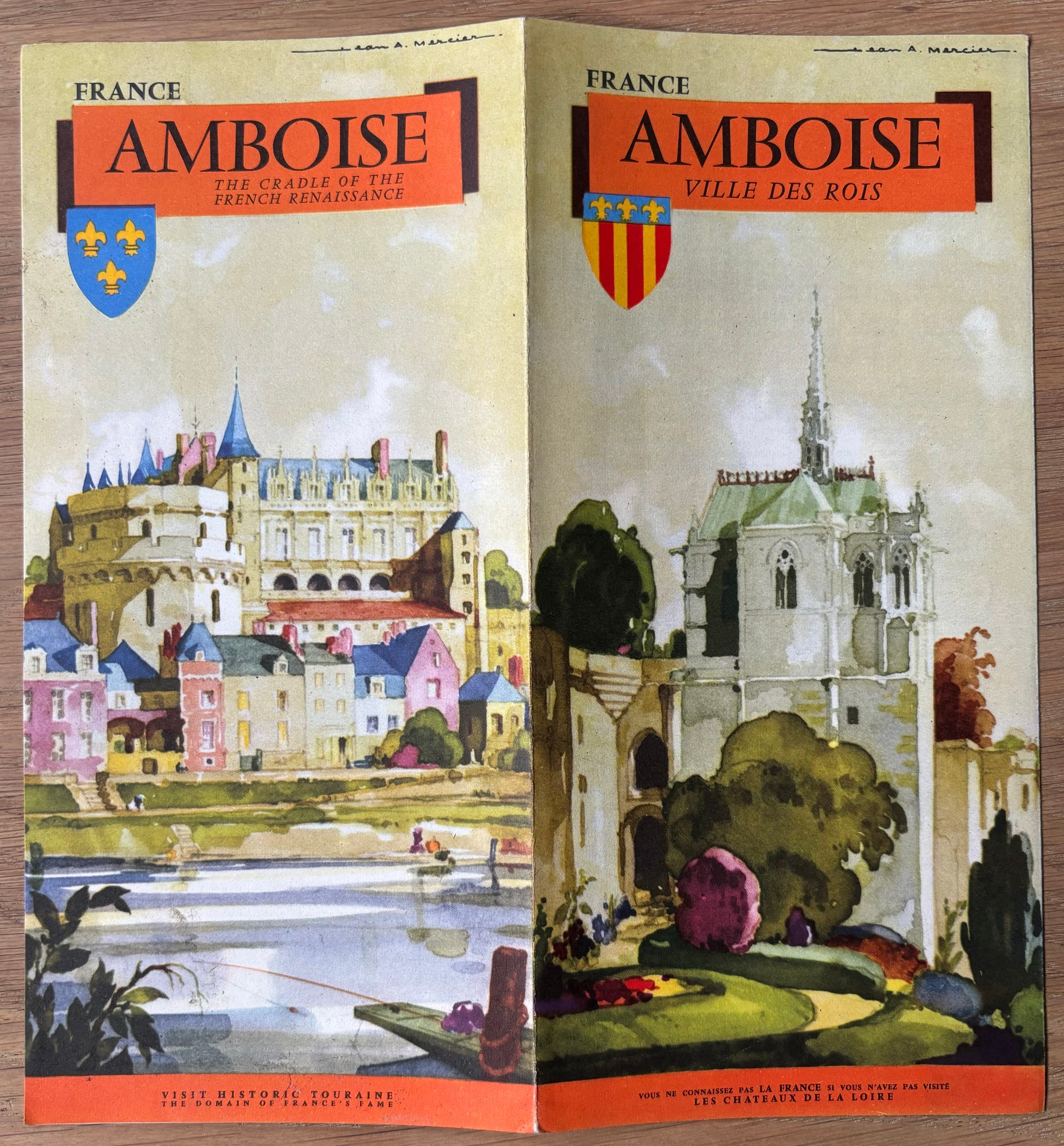 Jean-Adrian Mercier AMBOISE Ville Des Rois LEAFLET 1960’s - transpontinebooks