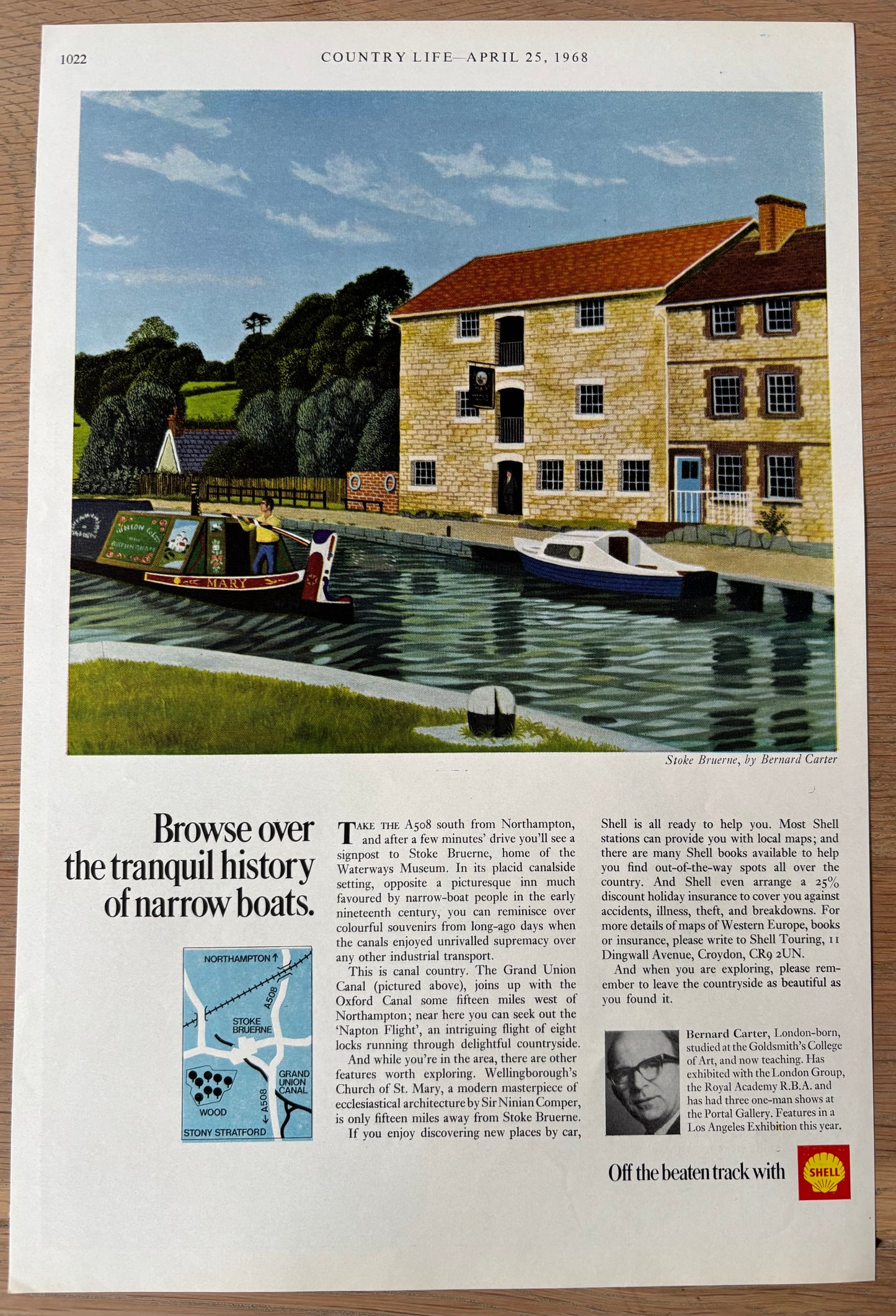 Bernard Carter STOKE BRUERNE April 1968 SHELL ADVERT Off The Beaten Track GRAND UNION CANAL