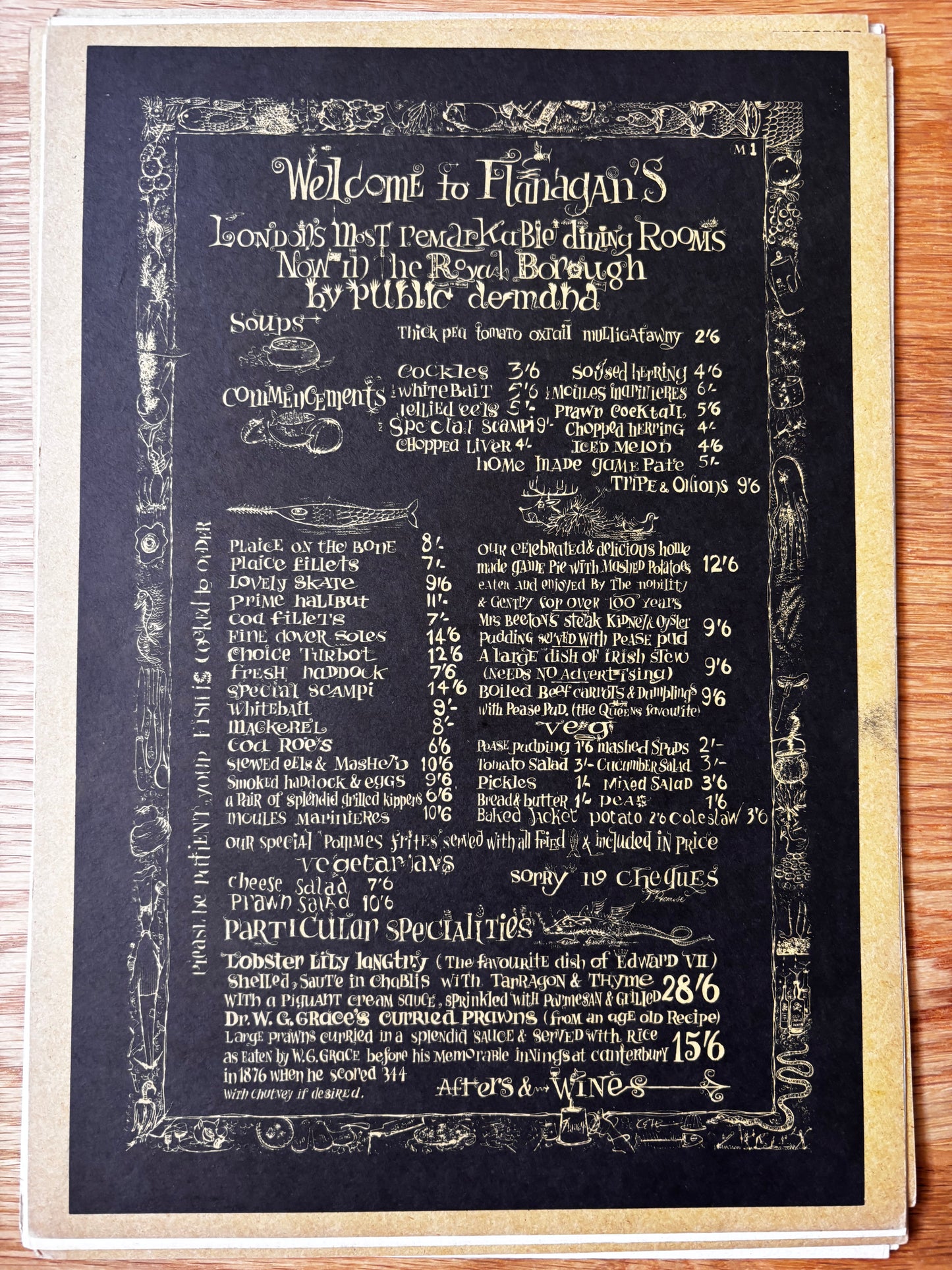 LONDON A LA CARTE 1st Habitat Facsimile Menus Conran Design 1970’s Charles Campbell