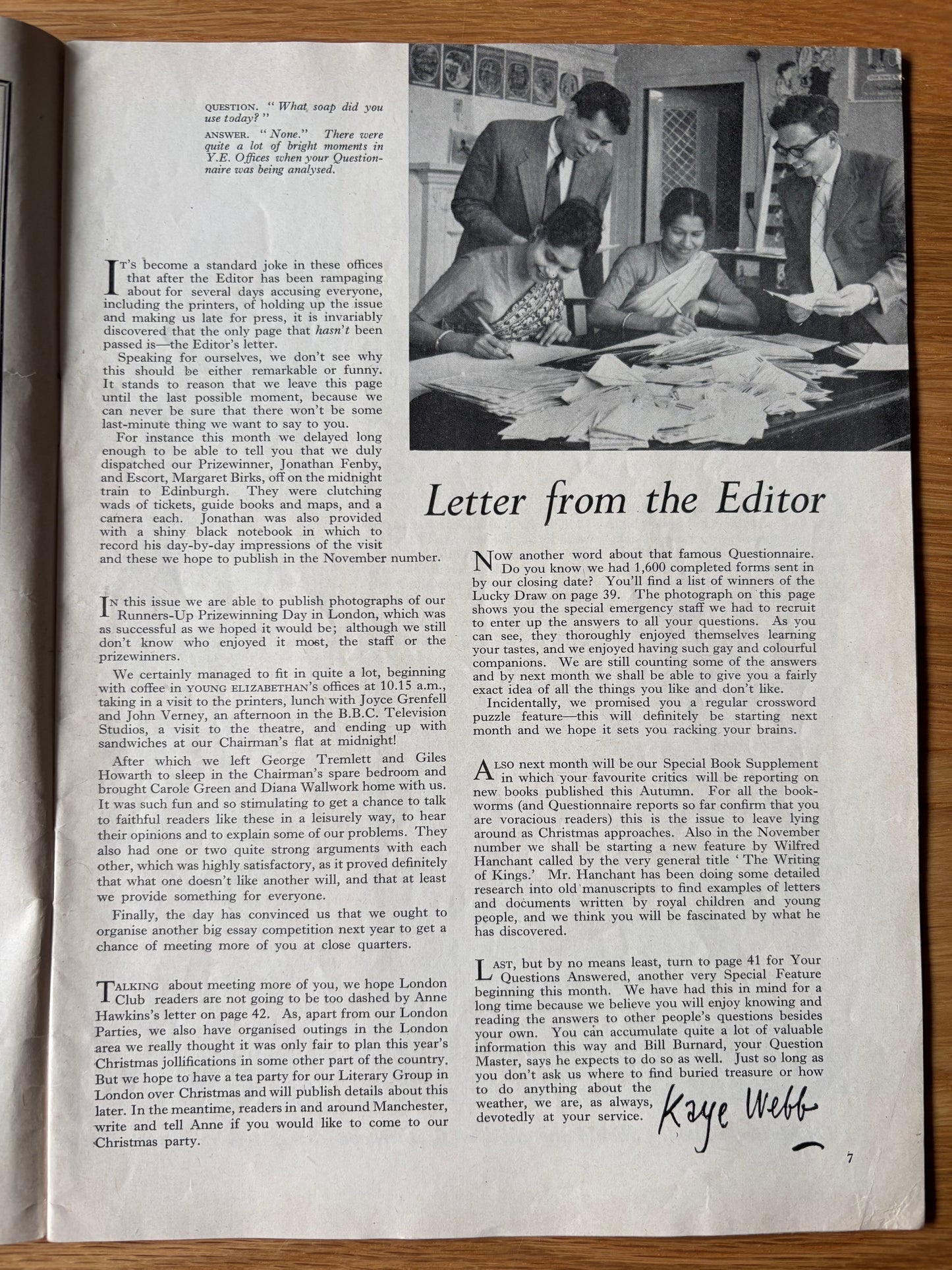 Ronald Searle YOUNG ELIZABETHAN MAGAZINE October 1956 Molesworth