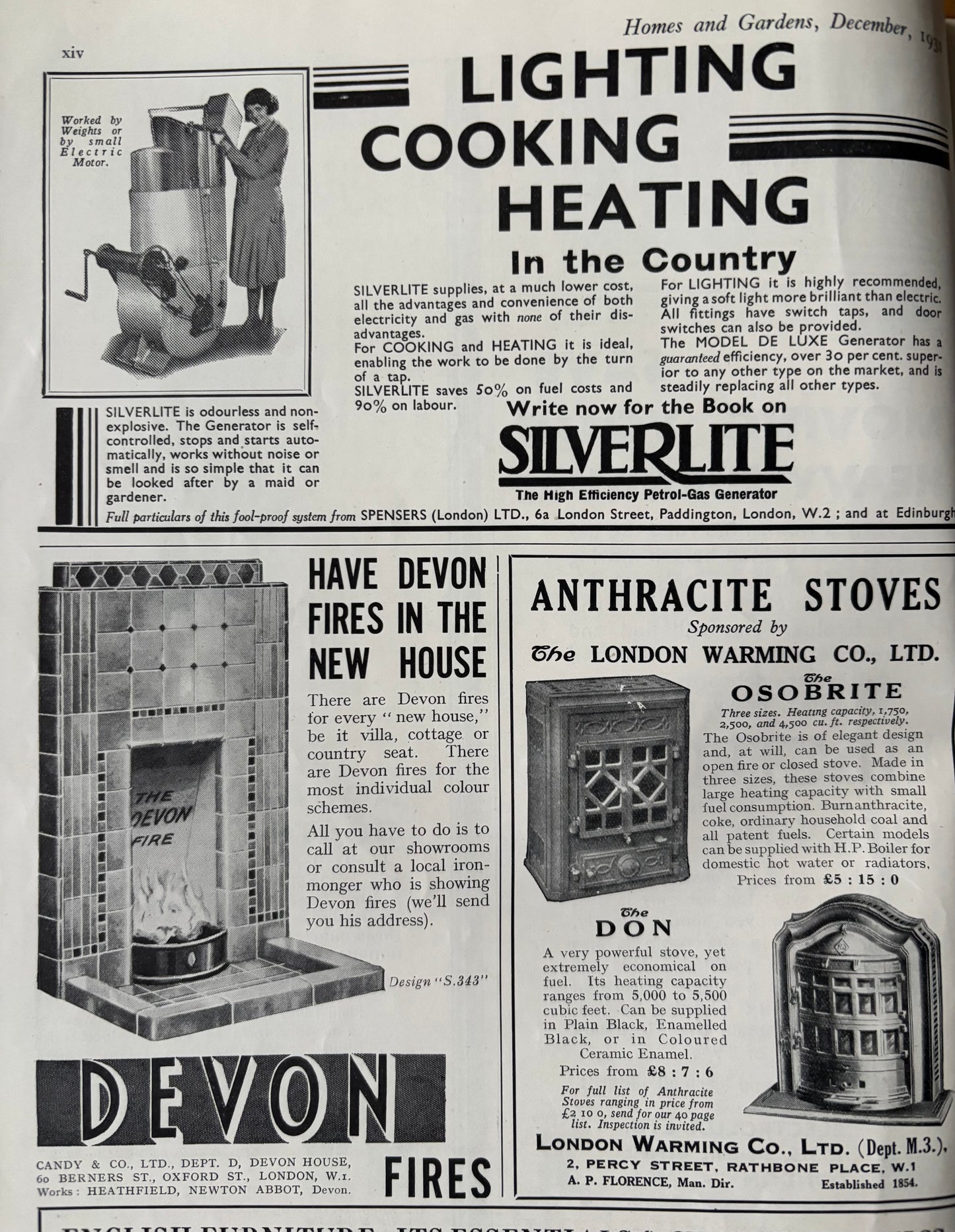 1930’s HOMES AND GARDENS Magazine December 1931 Illustrated ADVERTS