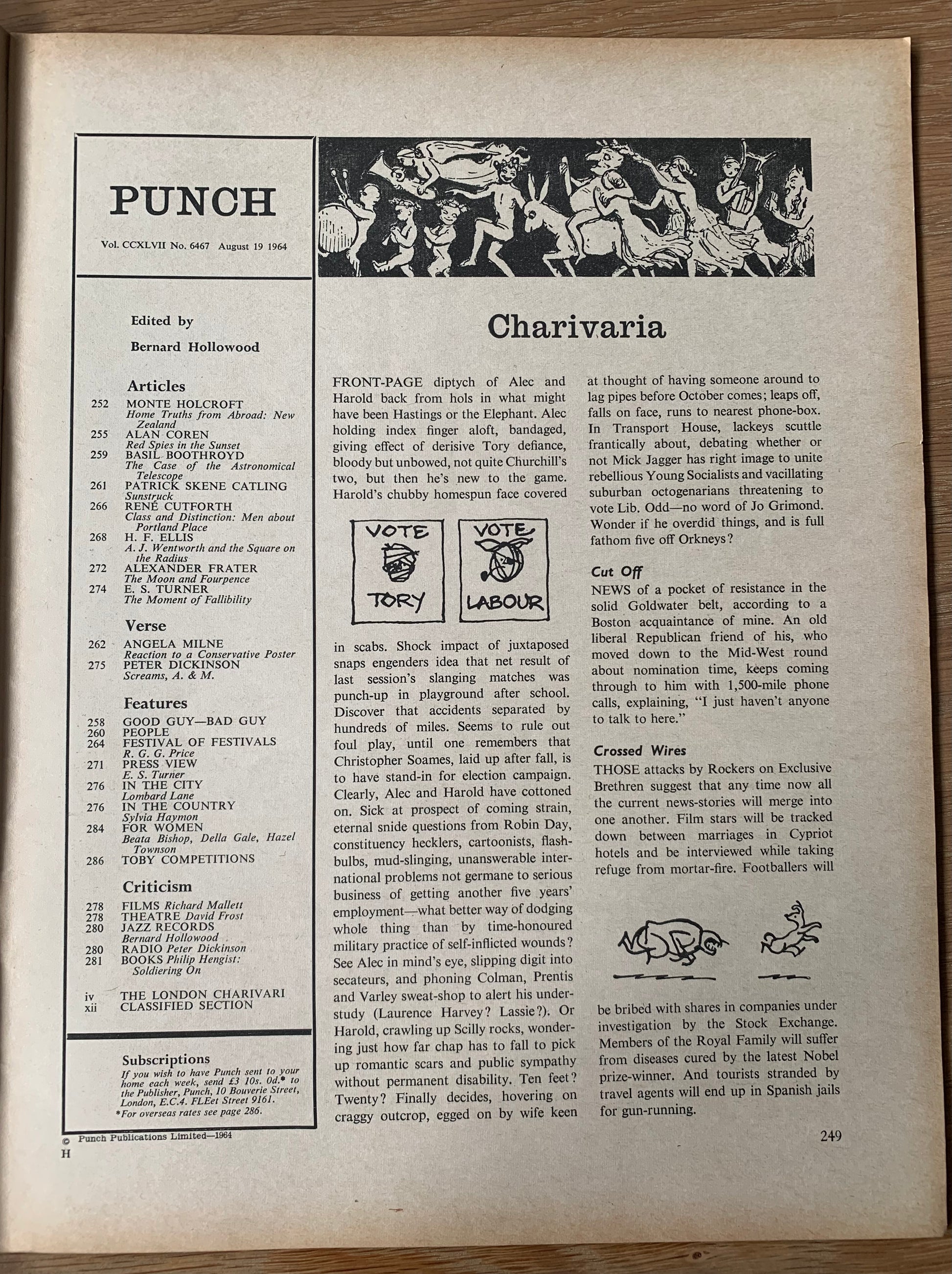 Blake Quentin PUNCH MAGAZINE August 1964 ART Cartoons - transpontinebooks