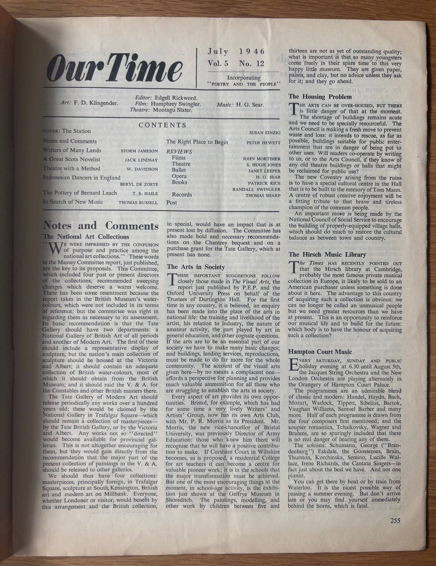 Susan Einzig OUR TIME Magazine July 1946 BERNARD LEACH Pottery