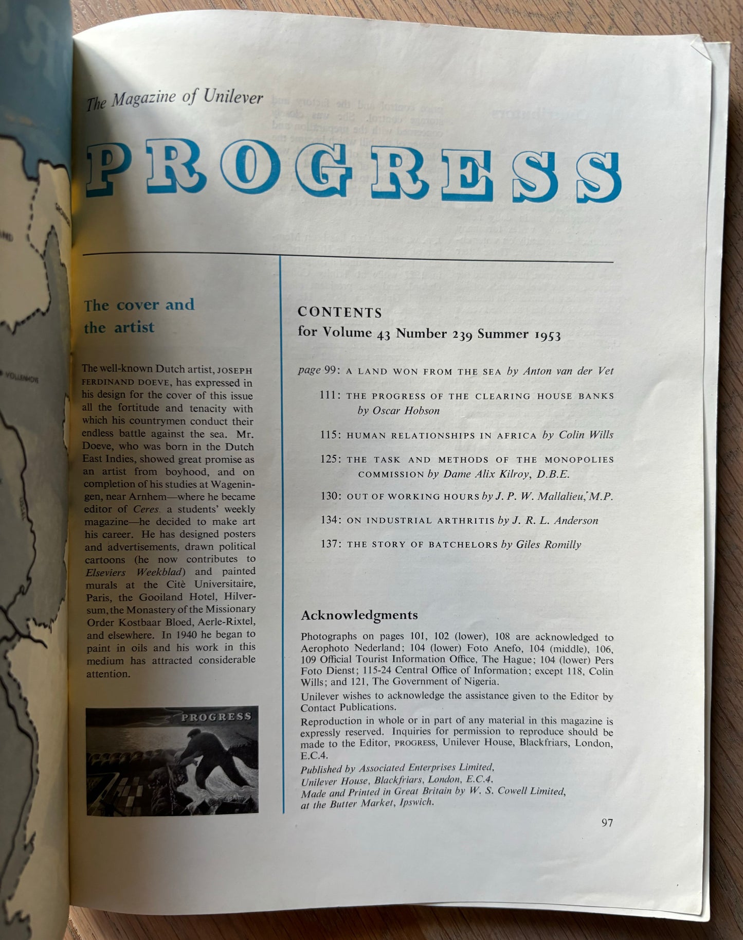 Eppo Doeve PROGRESS Magazine Summer 1953 Giles Romily ZUIDER ZEE - transpontinebooks